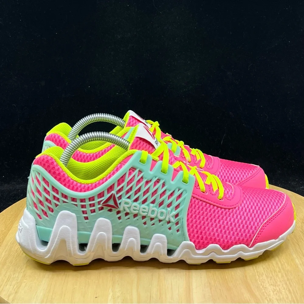 Reebok Zigtech Blue/Pink/Neon Green Size 6y/ Womens Size 7.5 Athletic Shoes - Picture 6 of 10